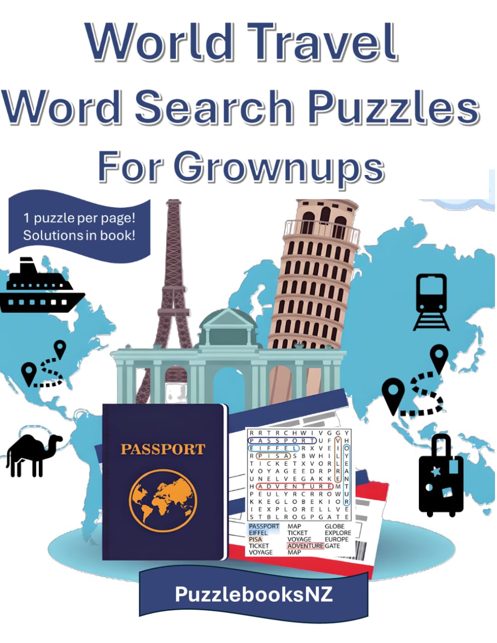 World Travel Word Search for Grownups book cover